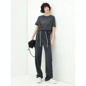 COCOBELLA高腰立体打褶遮胯休闲西裤女宽松垂坠直筒长裤PA929