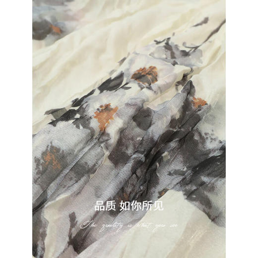 【限时秒杀】COCOBELLA油画风印花雪纺压褶吊带裙度假飘逸大摆连衣裙FR182 商品图4