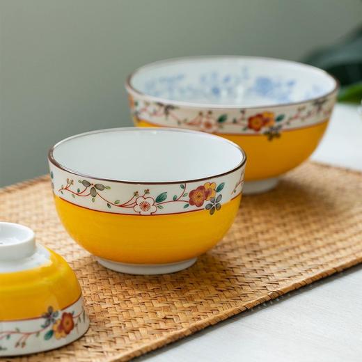 日本进口美浓烧黄彩小梅系列植物花卉家用陶瓷料碟饭碗面碗汤碗圆盘【不支持补差，非质量问题不退不换】S 商品图2