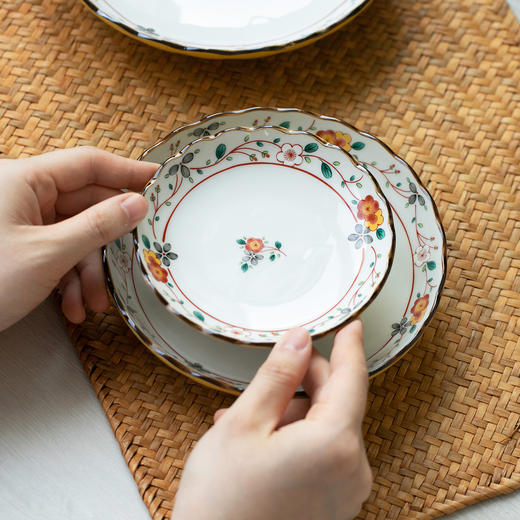 日本进口美浓烧黄彩小梅系列植物花卉家用陶瓷料碟饭碗面碗汤碗圆盘【不支持补差，非质量问题不退不换】S 商品图3