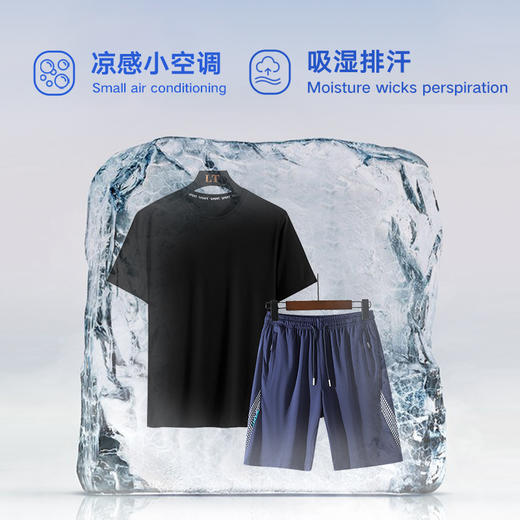 【Q】【新款DSK】大依优型大码男装夏季运动加肥加大套装大号短袖t恤短裤 商品图2