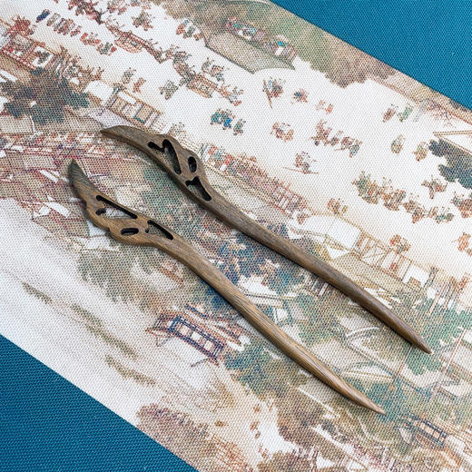 印尼进口绿檀木发簪 天然原木 手工细做 优雅国风 商品图7