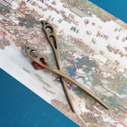 印尼进口绿檀木发簪 天然原木 手工细做 优雅国风 商品图6