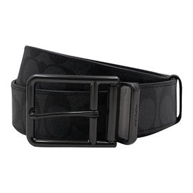 COACH 蔻驰 黑色PVC配皮时尚老花男士腰带 F91288QBMI5