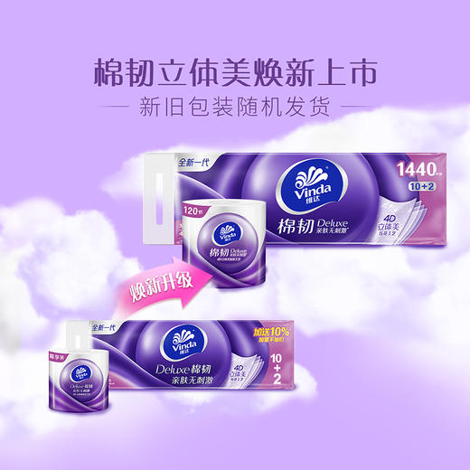 【官方包邮】维达棉韧亲肤无刺激卷纸4层110克×24卷 立体美压花 商品图1