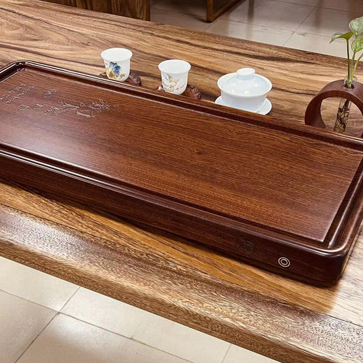 【特惠6折】龙福刚果花梨整块茶盘实木家用排水功夫茶台（68*28CM）金丝柚木随心茶盘58*30cm 商品图3