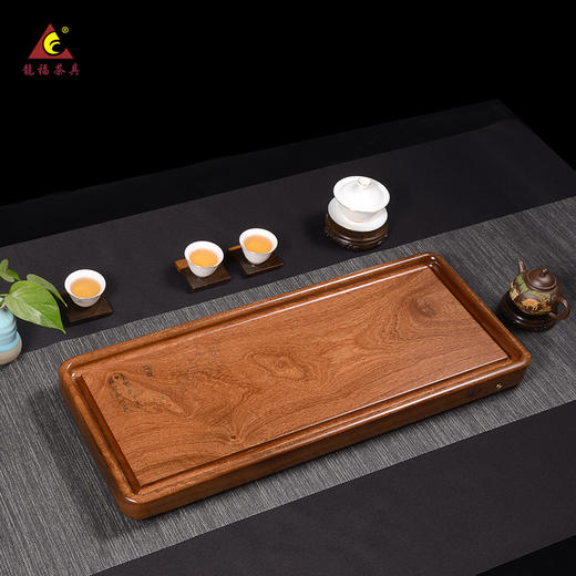 【特惠6折】龙福刚果花梨整块茶盘实木家用排水功夫茶台（68*28CM）金丝柚木随心茶盘58*30cm 商品图0