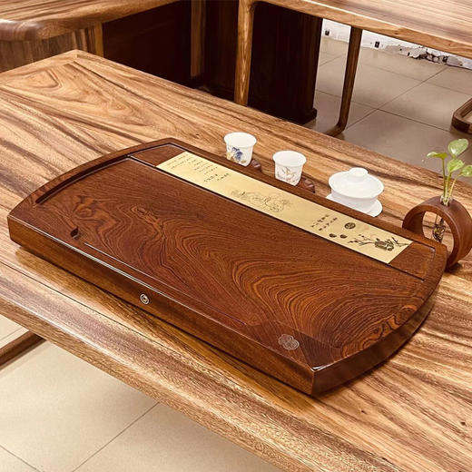 【特惠6折】龙福刚果花梨整块茶盘实木家用排水功夫茶台（63*38CM）刚果花梨简易茶盘71*41cm 商品图3