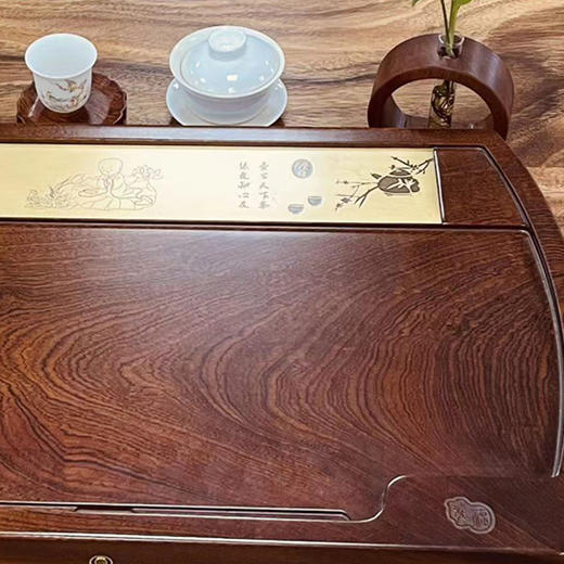 【特惠6折】龙福刚果花梨整块茶盘实木家用排水功夫茶台（63*38CM）刚果花梨简易茶盘71*41cm 商品图4