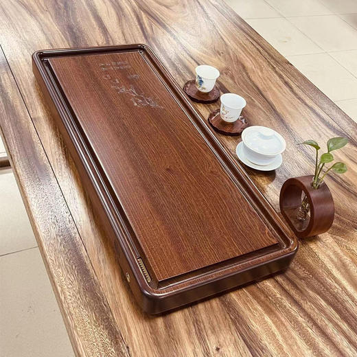 【特惠6折】龙福刚果花梨整块茶盘实木家用排水功夫茶台（68*28CM）金丝柚木随心茶盘58*30cm 商品图2