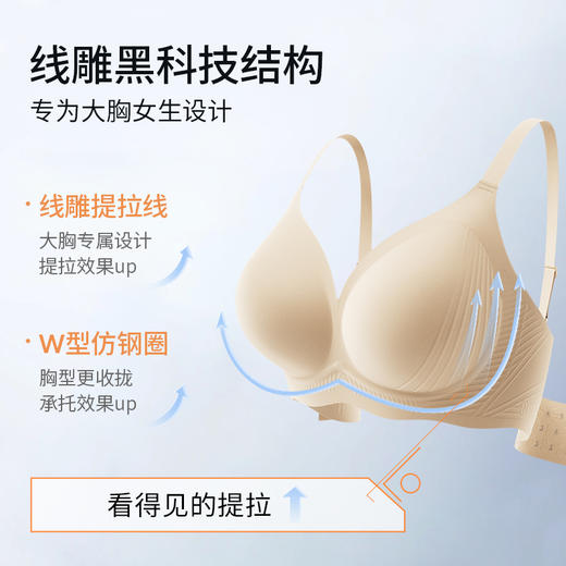 奶糖派线雕软支撑果冻条大胸侧收提拉文胸隐形无痕光面内衣 商品图7