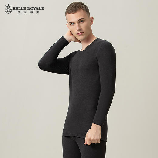 皇家丽美245g保暖套装男款秋衣秋裤天丝发热莫代尔保暖套装男BNN8209 商品图4