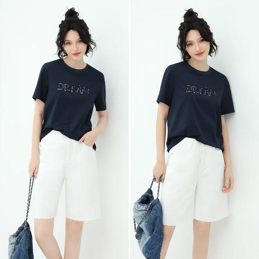 COCOBELLA时尚毛边白色牛仔短裤女简约通勤五分休闲短裤DN89 商品图1