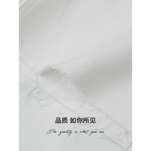 COCOBELLA时尚毛边白色牛仔短裤女简约通勤五分休闲短裤DN89 商品图3