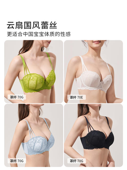 【38宠爱·买三免一】[云扇贝壳杯]大胸显大蕾丝挺拔聚拢圆润上托文胸女 商品图5