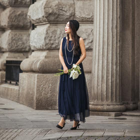 【林栖设计小店】【现货】花仙子系列100%桑蚕丝多色气质无袖连衣裙1931132