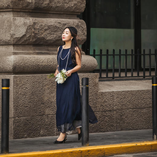 【林栖设计小店】【现货】花仙子系列100%桑蚕丝多色气质无袖连衣裙1931132 商品图1