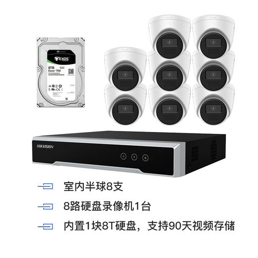 昊天1号云监控海康8路监控套餐（不含网线及视频输出线、不含安装、仅支持POE网线供电） 商品图1