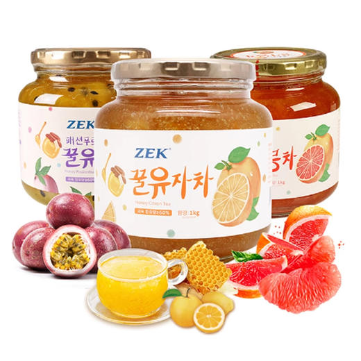 韩国进口ZEK蜂蜜百香果柚子茶丨蜂蜜红西柚茶丨蜂蜜柚子茶果肉饮料1kg 商品图6