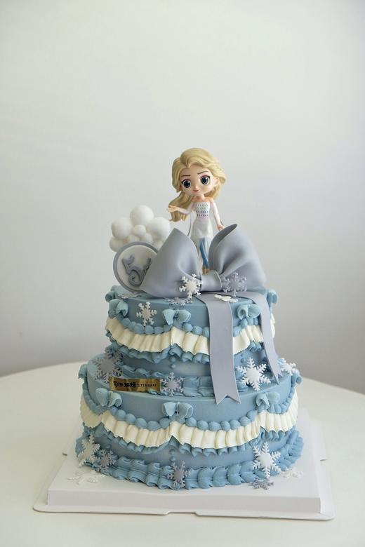 蓝系艾莎公主双层蛋糕（下单备注年龄） 商品图0