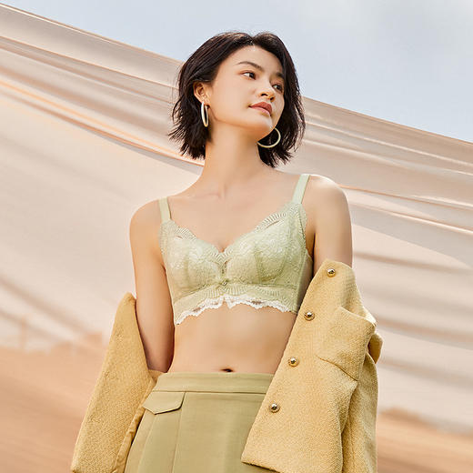 【周笔畅同款】都市丽人舒软挺塑让塑型更舒适塑颜C蕾丝调整型文胸两种厚度3/4杯无钢圈内衣四排扣LJ34H2 商品图2