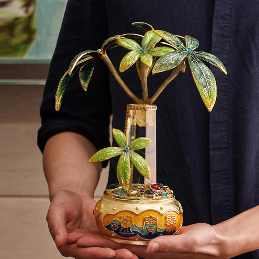 罗比罗丹珐琅彩工艺聚宝盆发财树摆件客厅办公室招财摆件开业礼品罗比罗丹 珐琅发财树 （20*14.5*26CM）开业礼 礼品 商品图4