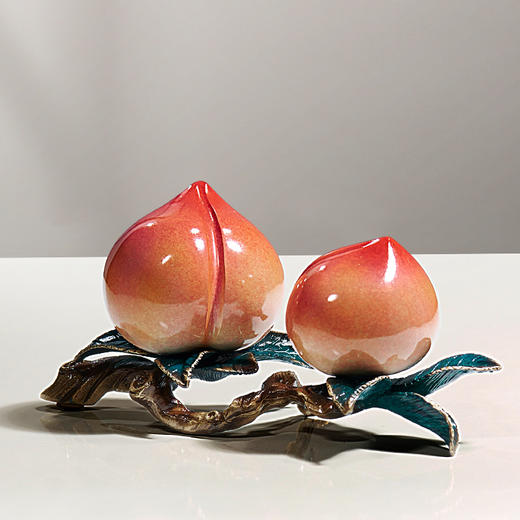 E-QK-BJ1238/1239 纯铜寿桃摆件 商品图1