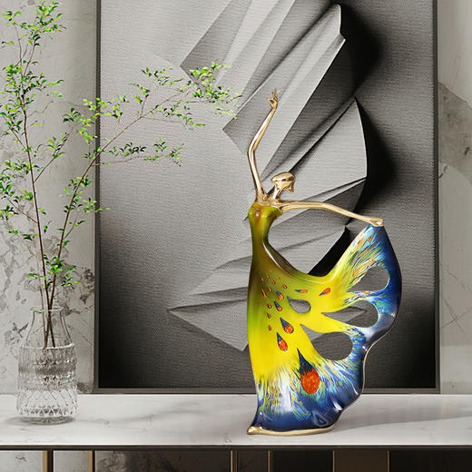 E-YM-B172 彩铜大漆工艺摆件 美女 渐变绿 商品图5