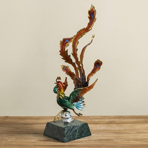 凤鸣朝阳 全铜火凤凰摆件轻奢家居客厅玄关书房乔迁装饰礼工艺品凤舞九天纯铜摆件客厅书房办公室新中式摆件 商品图1