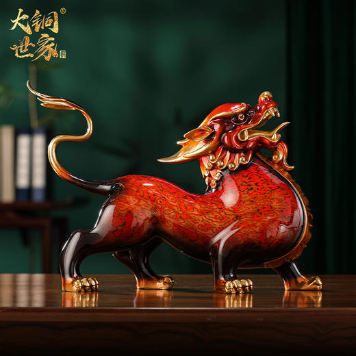 大铜世家全铜大漆貔貅摆件一对家居客厅玄关乔迁新居开业装饰礼品 纯铜大漆工艺貔貅摆件 中号 商品图2