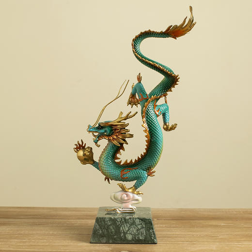 全铜《财富兴隆》龙摆件招财生肖龙书房工艺品家居办公室招财礼品龙腾四海纯铜摆件客厅书房办公室玄关新中式摆件 商品图2