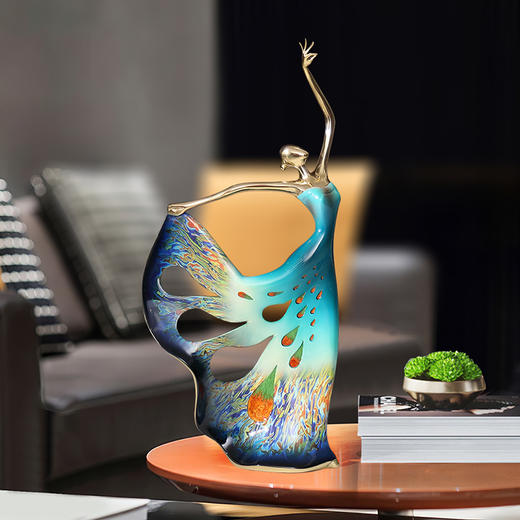 彩铜大漆工艺 孔雀美女 客厅书房办新中式轻奢摆件新婚贺礼乔迁贺礼 商品图2