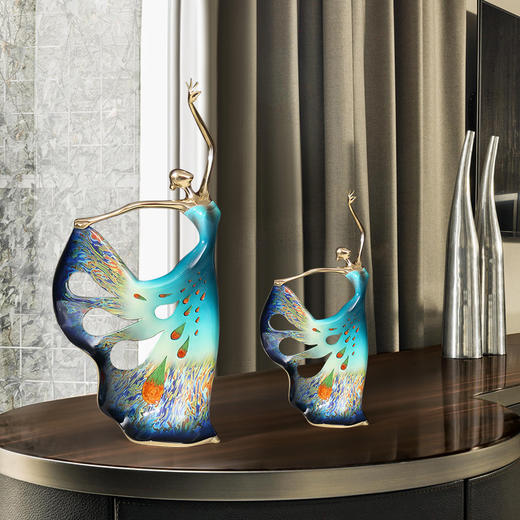 彩铜大漆工艺 孔雀美女 客厅书房办新中式轻奢摆件新婚贺礼乔迁贺礼 商品图3