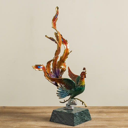 凤鸣朝阳 全铜火凤凰摆件轻奢家居客厅玄关书房乔迁装饰礼工艺品凤舞九天纯铜摆件客厅书房办公室新中式摆件 商品图2