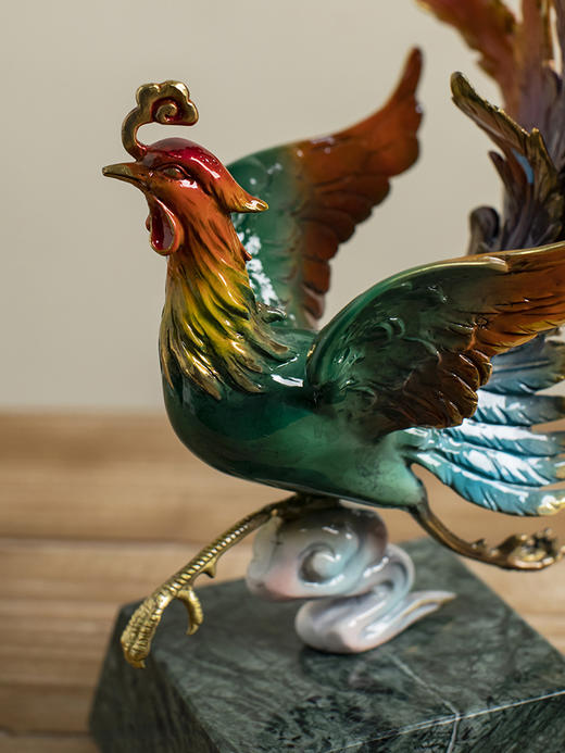 凤鸣朝阳 全铜火凤凰摆件轻奢家居客厅玄关书房乔迁装饰礼工艺品凤舞九天纯铜摆件客厅书房办公室新中式摆件 商品图5