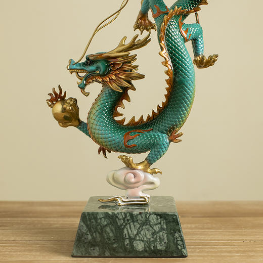 全铜《财富兴隆》龙摆件招财生肖龙书房工艺品家居办公室招财礼品龙腾四海纯铜摆件客厅书房办公室玄关新中式摆件 商品图6