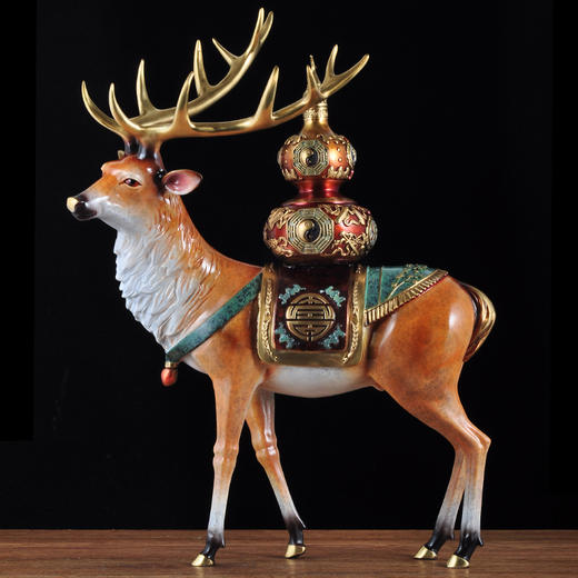 E-XR-BLN8473 招财铜鹿（葫芦） 彩铜工艺 48*28*62 大号 商品图4