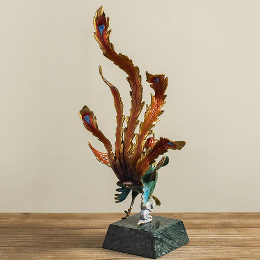 凤鸣朝阳 全铜火凤凰摆件轻奢家居客厅玄关书房乔迁装饰礼工艺品凤舞九天纯铜摆件客厅书房办公室新中式摆件 商品图3