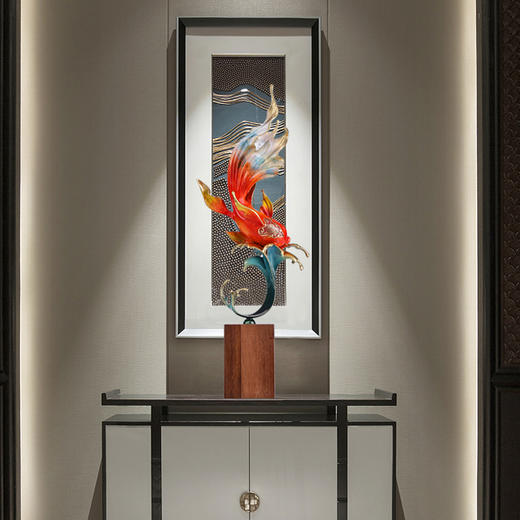 如鱼得水铜招财客厅办公室桌面摆件创意玄关装饰品乔迁开业礼物 纯铜如鱼得水摆件摆件 160*100*430 商品图1