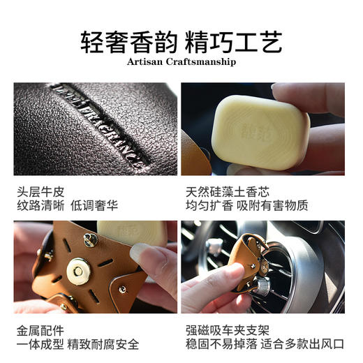 D-FFXF-SJC-001真皮车载香氛礼盒 汽车出风口摆件男士车用香水真皮沉香乌木车内装饰 商品图2