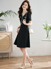 【专属特价】熙世界赫本小香风连衣裙女2025夏季新款气质织带V领A字显瘦小黑裙 商品缩略图4
