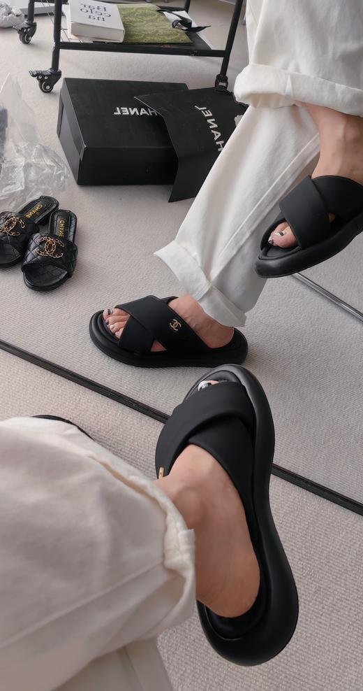 小香系列香蜜交叉纯皮凉鞋拖 自然3cm跟 交叉显脚瘦舒适凉鞋 商品图9