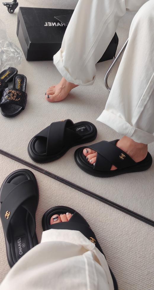 小香系列香蜜交叉纯皮凉鞋拖 自然3cm跟 交叉显脚瘦舒适凉鞋 商品图11