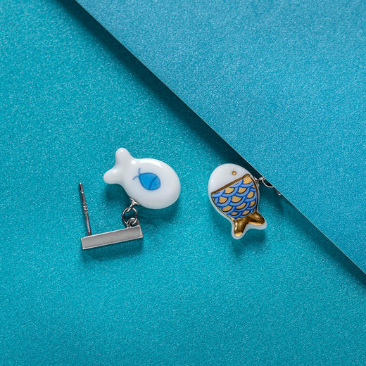 凡华造物鱼悦925银耳钉女小众设计轻奢耳环高级百搭新款气质耳饰鱼悦短款耳钉 商品图2