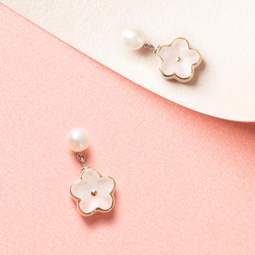 凡华造物桃之夭夭925银耳钉女气质高级珍珠耳环小众设计感耳饰爱情花语桃之夭夭925银珍珠耳钉（短款） 商品图5