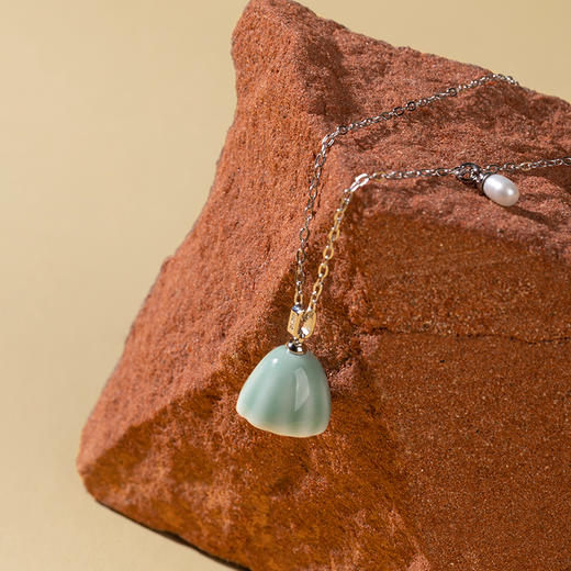 凡华造物莲蓬项链女生925银小众设计陶瓷吊坠925轻奢高级感锁骨链莲蓬925银吊坠 商品图2