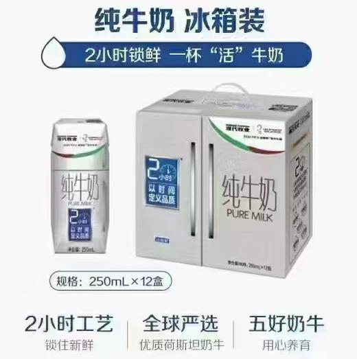 现代牧业纯牛奶（冰箱装）250ml*12 商品图0