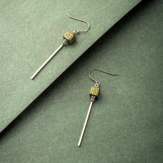 凡华造物碧波925银耳钉女春夏百搭时尚耳环小众设计高级陶瓷耳饰碧波耳坠耳环 商品图1