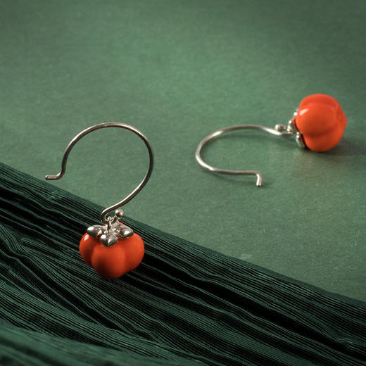 凡华造物柿柿如意925银耳钉女小众设计气质耳环轻奢新款高级耳饰柿柿如意925银圆耳钩 耳环 商品图1