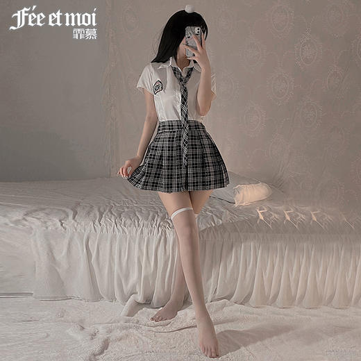 【情趣内衣】霏慕情趣内衣 诱惑 制服学院风格子JK制服套装激情衣服7017 商品图1